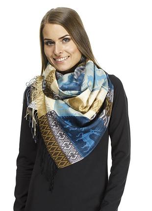 Шарф в норвежский орнамент с бахромой pashmina