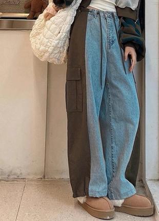 Новинка весна-лето .джинсы багги комбинированные2 фото