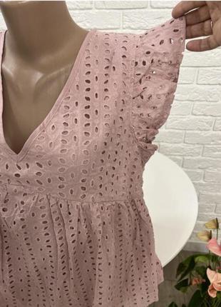 Блузочка блуза из прошвы цвета чайной розы р 50(16) бренд "shein"8 фото