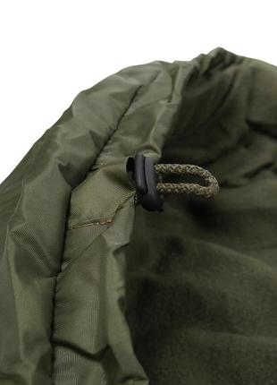 Спальный мешок с капюшоном 2.10х90 флис олива зимний3 фото