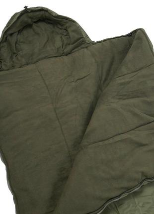 Спальный мешок с капюшоном 2.10х90 флис олива зимний2 фото