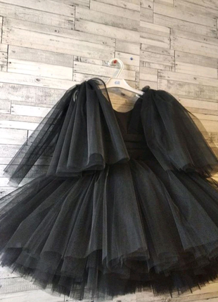 Черное модное стильное платье для девочки