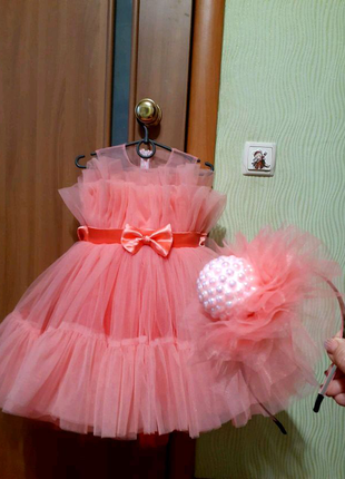 Коралове святкове нарядне платтячко дитяче