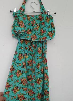 Длинное, летнее, женственное платье, летний сарафан + тонкая повязка- солоха1 фото