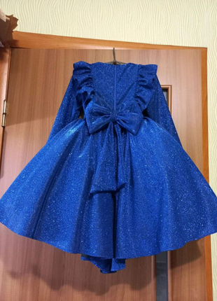 Сверкающее  синее платье детское для девочки  на праздники2 фото
