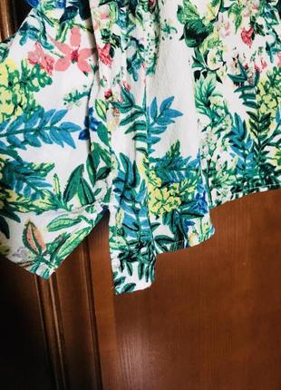 Свободная летняя натуральная блуза. растительный принт3 фото