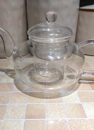 Заварочный чайник 0.6 л со стеклянным ситечком7 фото