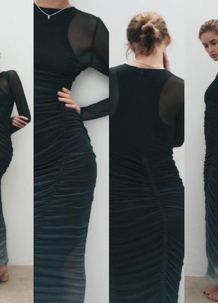 Неймовірна напівпрозора сукня сітка максі від zara8 фото