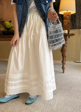 Белая длинная юбка макси актуальный фасон
