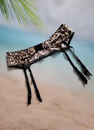 Eu 40-42, l-xl, леопардовый атласный пояс для чулок