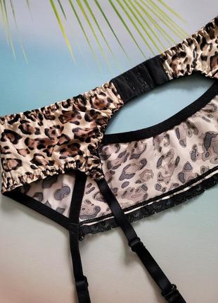 Eu 40-42, l-xl, леопардовый атласный пояс для чулок