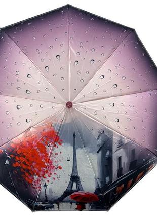Жіноча автоматична парасоля на 9 спиць від frei regen з принтом міста, сатиновий купол, рожева ручка, 09074-6