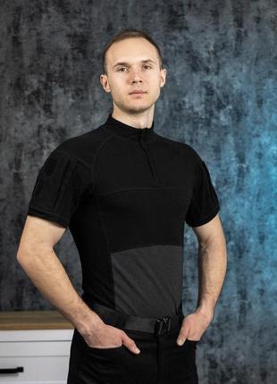 Чоловіча футболка поло чорна тактичне trek3 фото