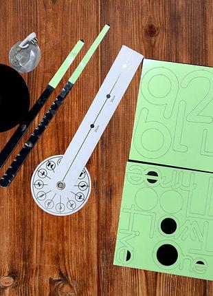 Настінний об'ємний 3d-годинник великий 90 см світний у темряві з цифрами та словами колір салатовий зроби сам2 фото