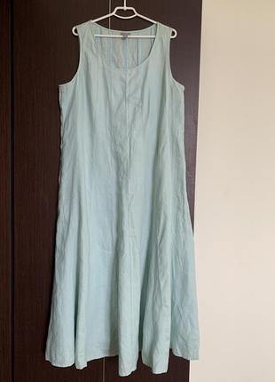 Длинное бохо-платье из натурального льна7 фото