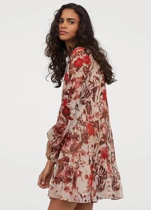 H&m ярусное шифоновое платье в цветочный принт xl4 фото