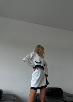 Костюм с контрастными вставками в стиле олд мани пиджак укороченный + юбка мини костюм в стиле old money2 фото