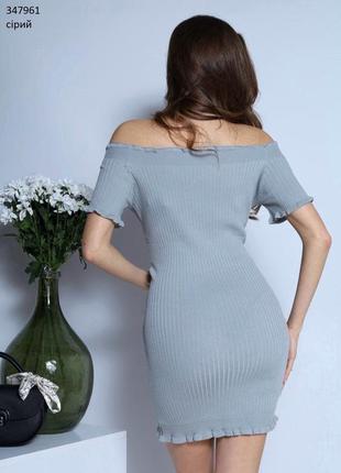 Платье женское мини рубчик серое лето2 фото