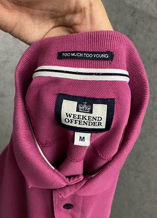 Фіолетова футболка поло від бренда weekend offender5 фото