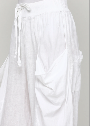 Италия белые льняные штаны шаровары брюки из льна льон9 фото