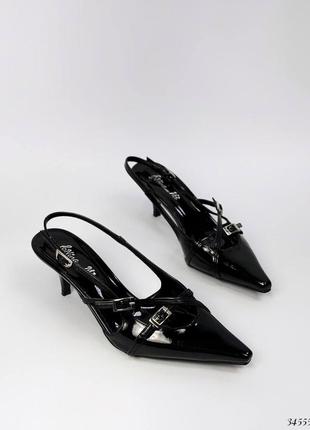 Стильные женские туфли на каблуке, слингбеки, эко лак, 36-37-38-39-409 фото