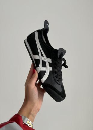 Круті жіночі та чоловічі кросівки asics onitsuka tiger mexico 66 black чорні3 фото