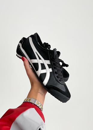 Круті жіночі та чоловічі кросівки asics onitsuka tiger mexico 66 black чорні