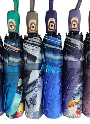 Женский зонт полуавтомат на 9 спиц от frei regen с принтом города, сатиновый купол,...