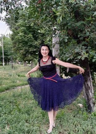 Ажурная вязаная юбка из льна1 фото