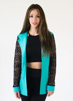 Кардиган жіночий, літній з гіпюровими рукавами, мінт, garcia 21344