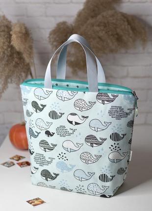 Проектна сумка для в'язання та рукоділля "кити"1 фото
