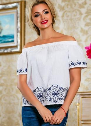 Жіноча блузка літня з короткими рукавами, вільна, з відкритими плечима. біла, s-m4 фото