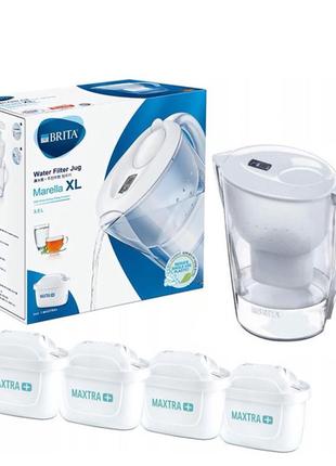 Фільтр-глечик brita marella xl white + 4 картриджа pure performance