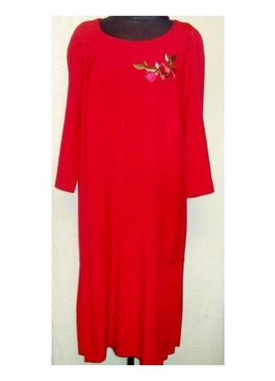 Эффектное, стильное платье, р. 54-56 , красное !2 фото