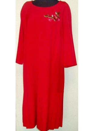 Эффектное, стильное платье, р. 54-56 , красное !6 фото