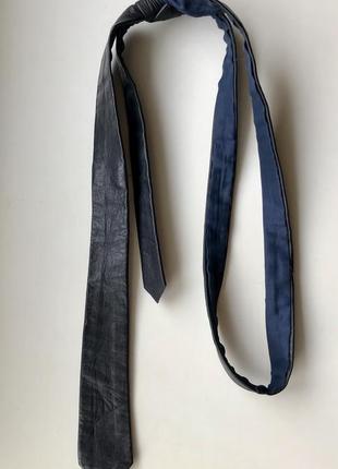 Галстук краватка з натуральної шкіри темно-синій1 фото