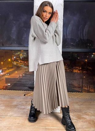 Женский джемпер, свитер, свободный, универслаьный размер. однотонный. серый  un4 фото
