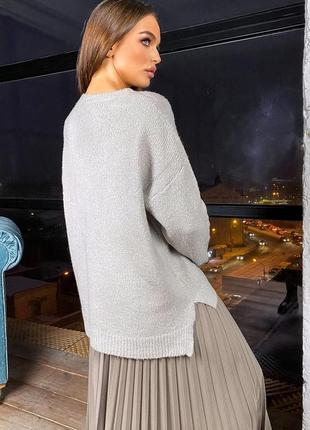 Женский джемпер, свитер, свободный, универслаьный размер. однотонный. серый  un6 фото