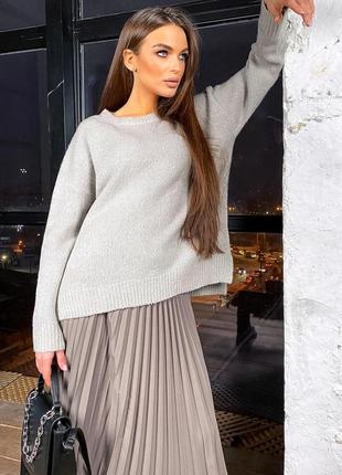 Женский джемпер, свитер, свободный, универслаьный размер. однотонный. серый  un1 фото