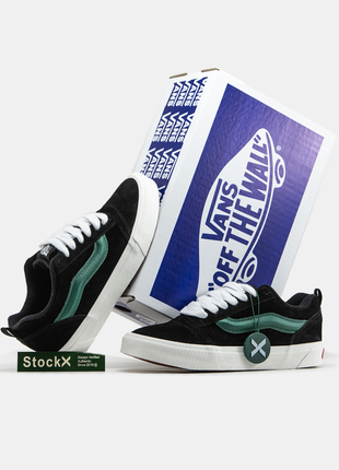 Мужские кеды vans knu skool black white green