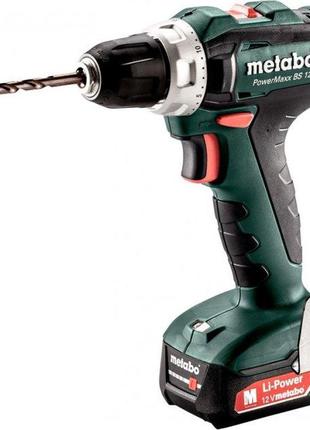 Metabo шуруповерт-дриль powermaxx bs 12 - 2х2.0аг (slide-in), зп sc-30, кейс мс05, 12в