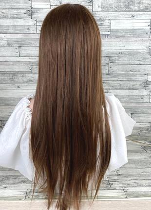 1843 парик коричневый светлый ровный с пробором и челкой 70см mf022