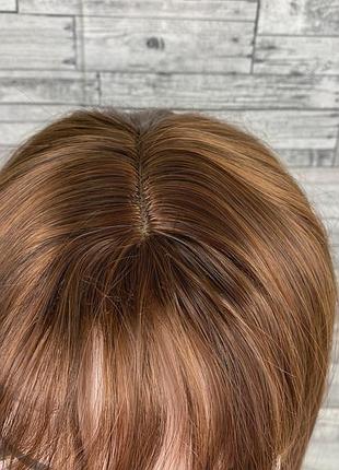 1843 парик коричневый светлый ровный с пробором и челкой 70см mf022
