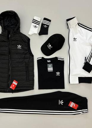 Набір adidas: безрукавка-кофта-штани-футболка-кепка-шкарпетки 2 пари🔥1 фото