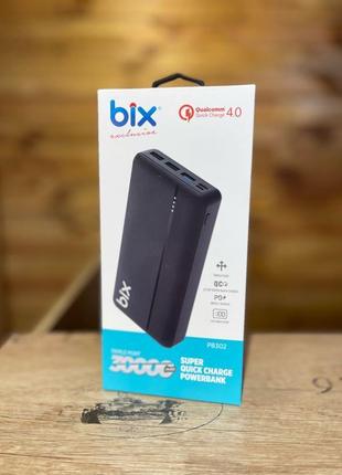 Повербанк power bank 30000 mah bix pb302 quad port pd + 3x usb 22