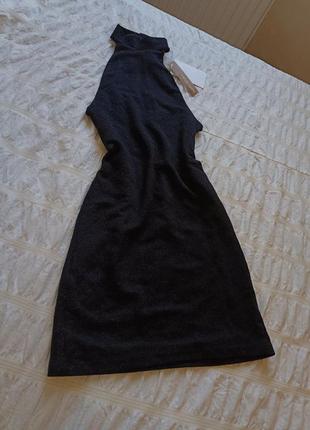 Черное блестящее платье мини2 фото