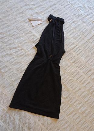 Чорна блискуча сукня міні3 фото