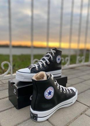 Зимові кеди конверси з хутром converse all star1 фото