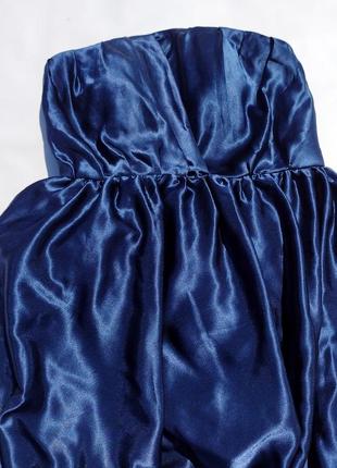 Эксклюзивное пышное массивное синее атласное платье copenhagen5 фото