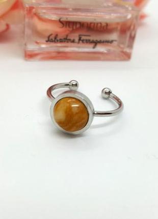 💍🏵️ миниатюрное кольцо натуральный камень желтая яшма3 фото